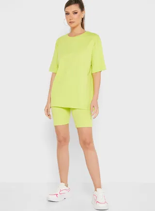 Oversized T-Shirt Cycling Shorts Set