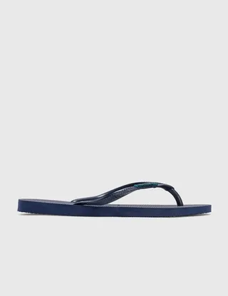 Havaianas Metallic Logo Slim Flip Flops