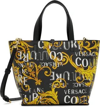 Versace Jeans Couture Reversible Black & Gold Printed Tote