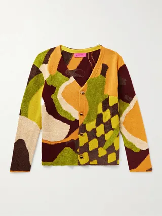 + Ollio Wonderland Intarsia Cashmere-Blend Chenille Cardigan