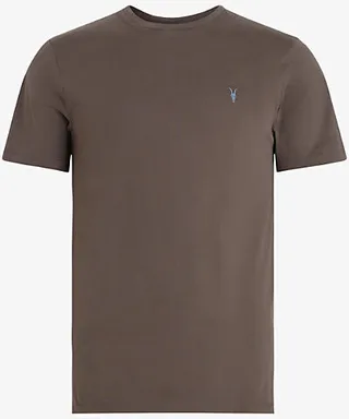 Mens Mink Brown Brace Crewneck Cotton-jersey T-shirt