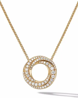 18kt yellow gold Crossover diamond pendant necklace