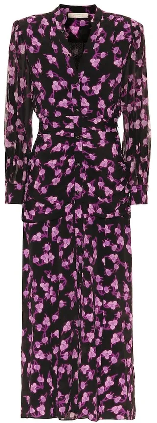 Radiant Leaves silk-blend midi dress