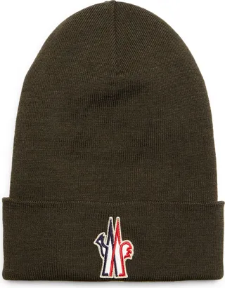 Logo Patch Ribbed Virgin Wool Beanie