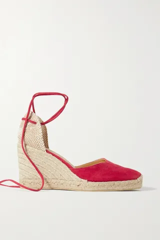 Castañer - + Net Sustain Carina 80 Suede Wedge Espadrilles - Red