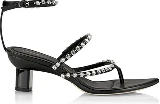 Verona Crystal-Embellished Ankle-Strap Thong Sandals