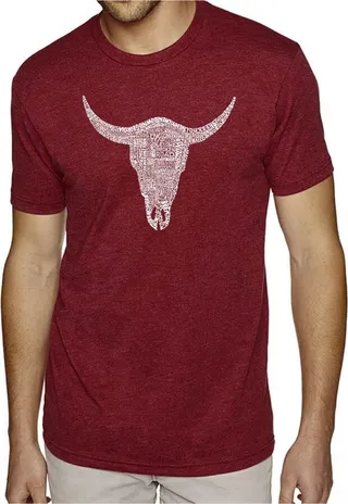 La Pop Art Men's Premium Word Art T-Shirt - Cowskull Country Hits