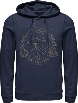 Men's Harry Potter Ravenclaw House Emblem Pull Over Hoodie - Navy Blue - Medium