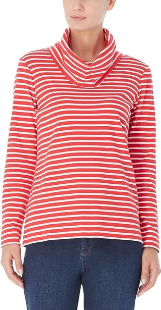 Womens Striped Long Sleeve Turtleneck Top