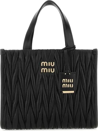 Miu Miu Matelassé Logo Plaque Tote Bag