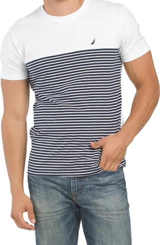 Color Block Striped Short Sleeve Tee