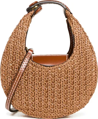 STAUD Raffia Micro Moon Bag