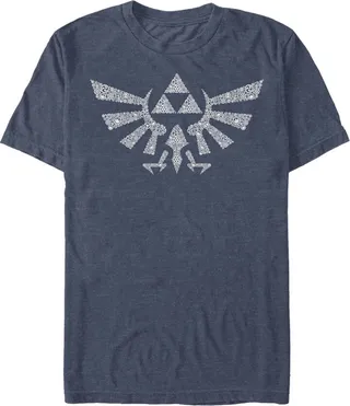 Men's Nintendo Legend of Zelda Hylian Crest Hidden Pattern T-Shirt - Navy Blue Heather - Large
