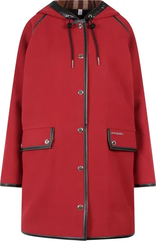 Virgin wool coat with leather profiles