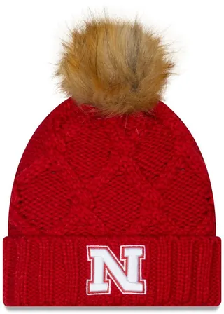 Women's Scarlet Nebraska Huskers Luxe Cuffed Knit Hat with Pom