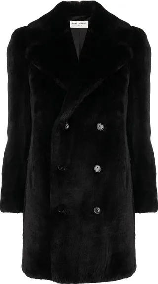 Faux-Fur Double-Breasted Coat