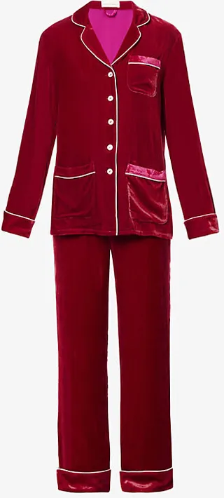 Womens Berry Coco Velvet Pyjamas