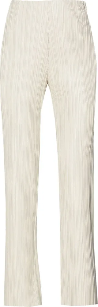 Char pleated vegan leather straight-leg pants