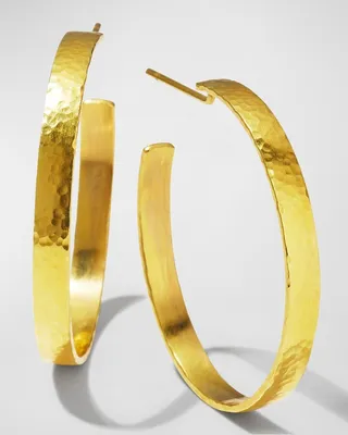19k Flat Ribbon Hoop Earrings - 1.5"