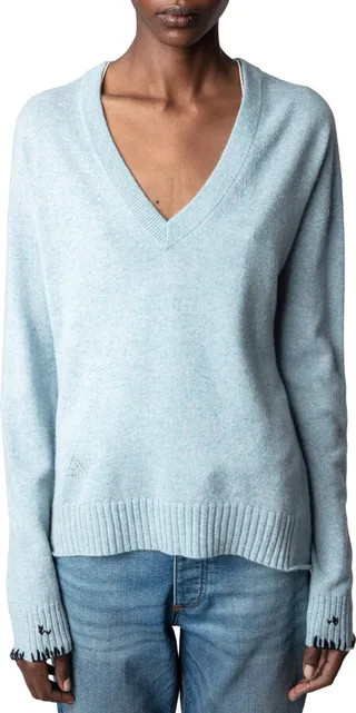 Vivi Star Patch V-Neck Cashmere Sweater
