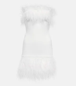 Etta feather-trimmed minidress