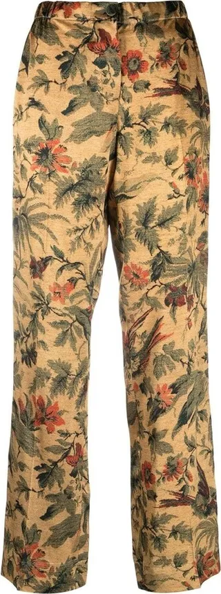 Floral-Print Straight-Leg Trousers