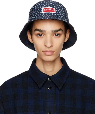 Kenzo Navy Kenzo Paris Sakura Flower Reversible Bucket Hat