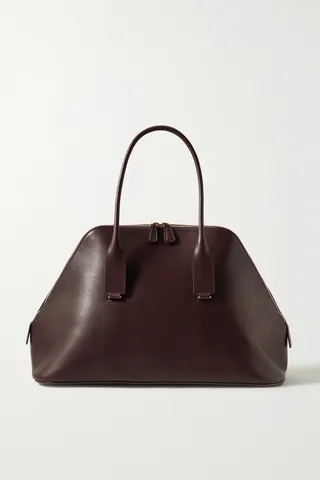The Row - Devon Leather Tote - Burgundy