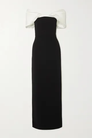 Solace London - Dakota Off-the-shoulder Crepe And Satin-twill Gown - Black