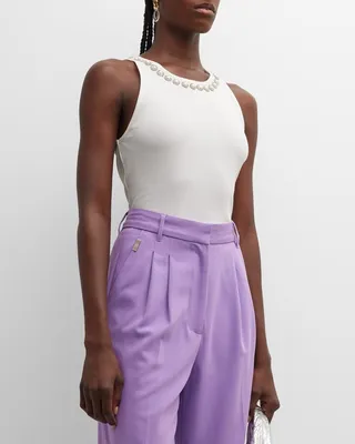 Allen Embellished Rib-Knit Tank Top