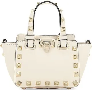 Valentino Garavani Micro Rockstud Tote Crossbody Bag in Cream