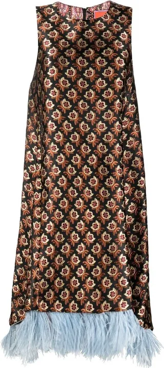La Scala feather-trim dress