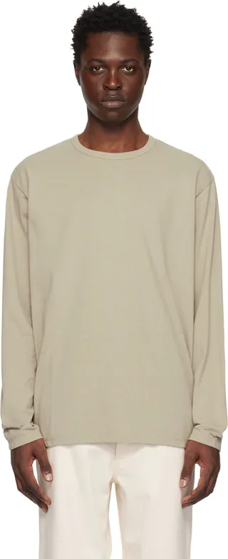 Nanamica Taupe Crewneck Long Sleeve T-Shirt