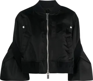 Wide-Sleeves Zip-Up Bomber Jacket