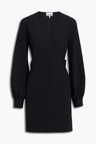 Crepe mini wrap dress