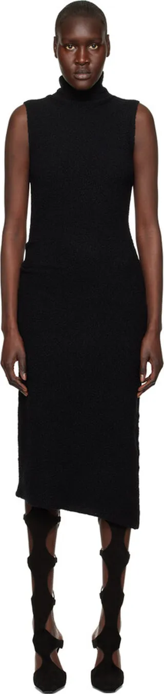 Helmut Lang Black Turtleneck Midi Dress