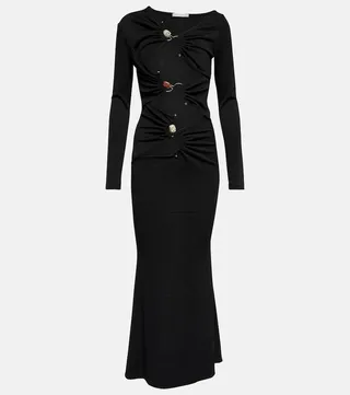 Embellished cutout jersey maxi dress