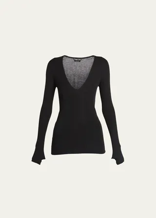 Fine Wool and Cashmere Ribbed Knit Top
