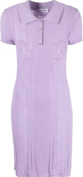 Purple Pointelle-Knit Tennis Dress