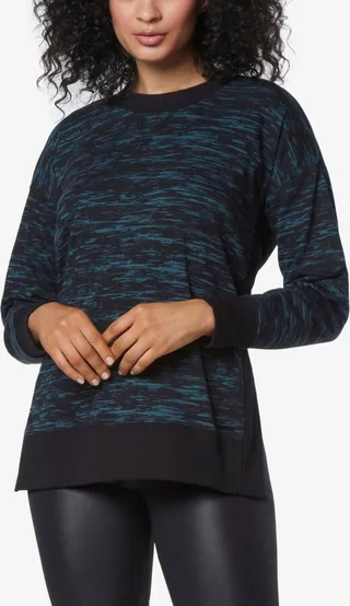 Andrew Marc Sport Women's Printed Tunic Length Pullover Top with Side Vents