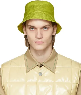 Bottega Veneta Green Intreccio Bucket Hat