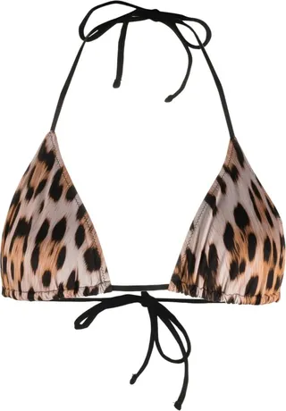 Leopard-Print Bikini Top