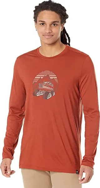 Smartwool Snowcat Trek Long Sleeve Graphic Tee (Picante) Men's Clothing