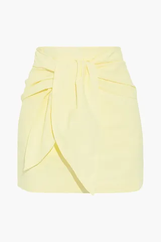 Tie-front twill mini skirt