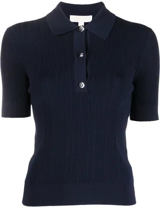 Fine-Ribbed Polo Shirt