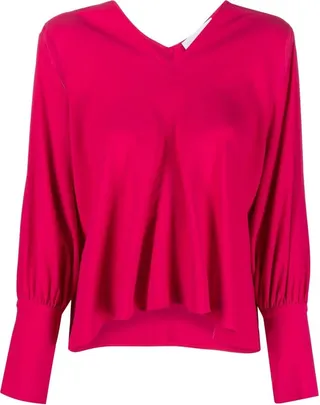 V-neck long-sleeved blouse