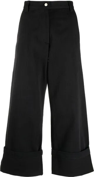 2 Moncler 1952 Black Cropped Wide-Leg Cotton Trousers