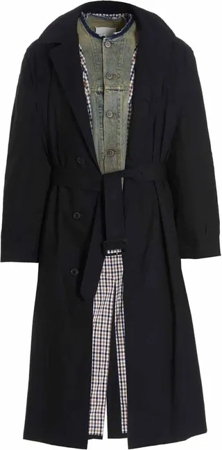 Denim Jacket Insert Trench Coat
