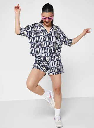 Printed High Waist Shorts