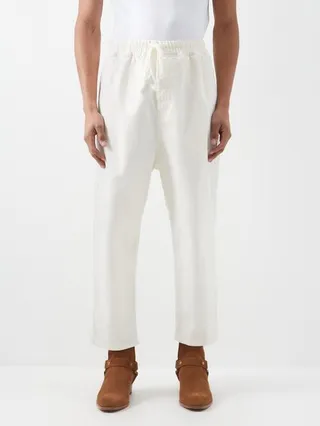 Walker Cropped Drawstring-waist Cotton Trousers